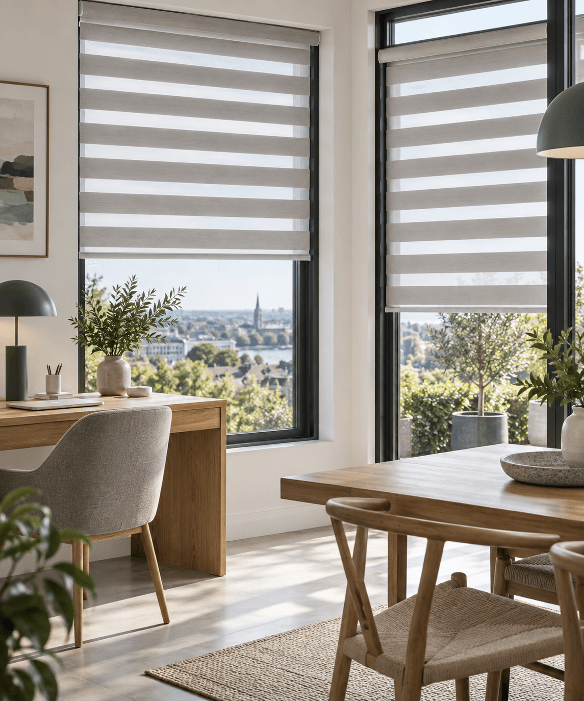 Modern Dublin interior with made-to-measure day and night blinds
